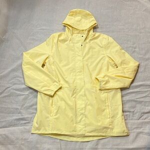 Lands End‎ Youth Hooded Yellow Rain Jacket L/T 14-16 Waterproof Outdoor Coat